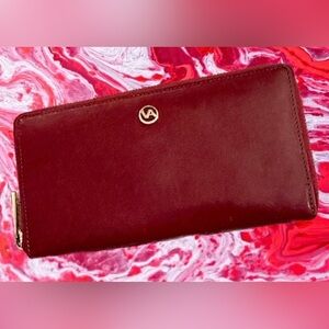 Valentina Luxury Red Italian Leather Wallet EUC